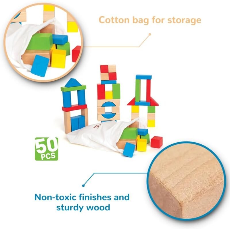 Hape Maple Wood Kid's Builidng Blocks in Assorted Shapes and Size - Image 5