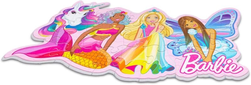 Hasbro Shop Barbie Floor Puzzle for Kids, Girls - Bundle with 28 Pc Barbie and Friends Foam Puzzle Plus Unicorn Stickers and More (Barbie Toys and Games for Toddlers) - Image 3
