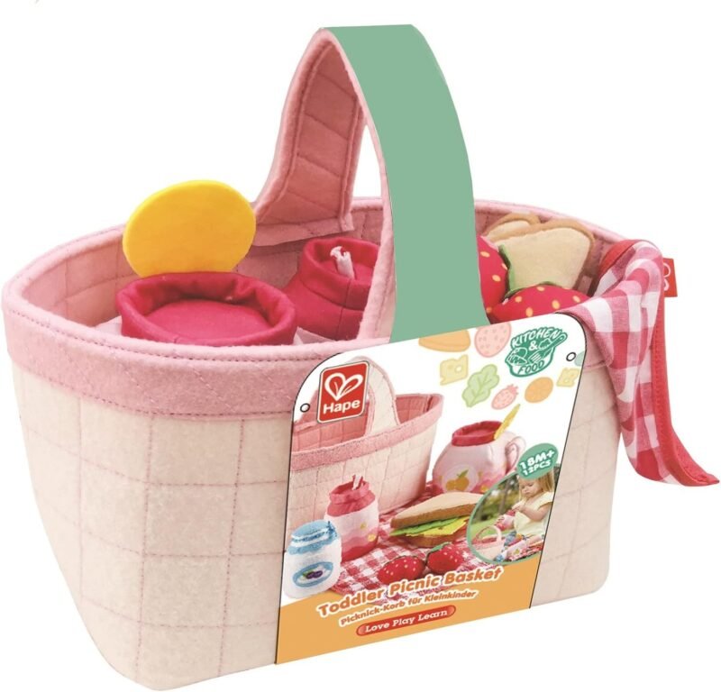 Hape Picnic Playset| 12 PCs Soft Indoor and Outdoor Pretend Food Toy for Toddlers, Pink - Image 4