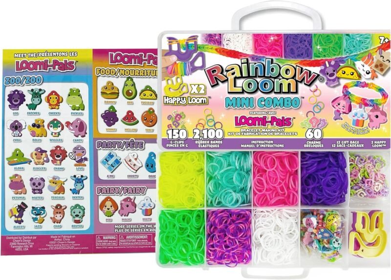 Rainbow-Loom -Loomi-Pals „ -Mini-Combo-Set,-Features-60-CUTE-Assorted-Loomi-Pals-Charms,1-Happy-Loom,-2100-Colorful-Bands-all-in-a-Carrying-Case-for-Boys-and-Girls-7+ - Image 3